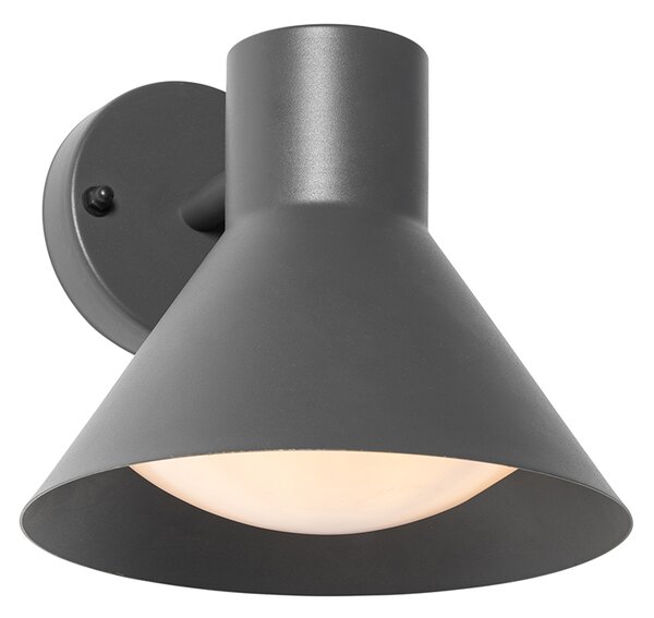 Lampada da parete per esterni industriale grigio scuro a cono IP44 - Natas