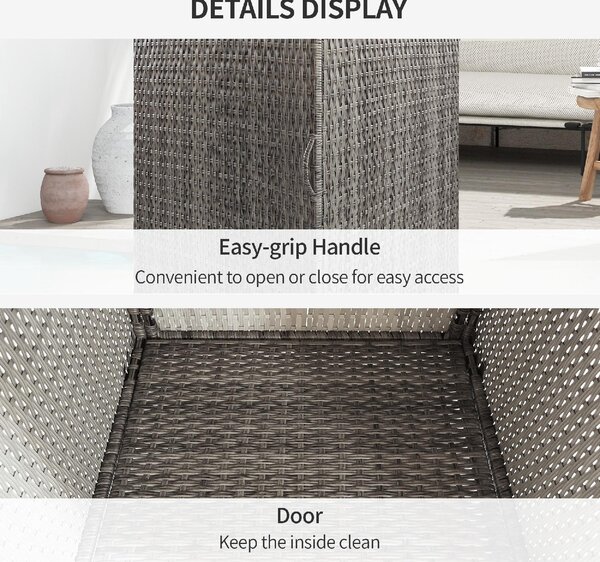 VivaGarden Armadietto da Esterno / Balcone in Rattan PE 1 Anta 1 Ripiano Dimensioni 60x63x120 cm colore Grigio