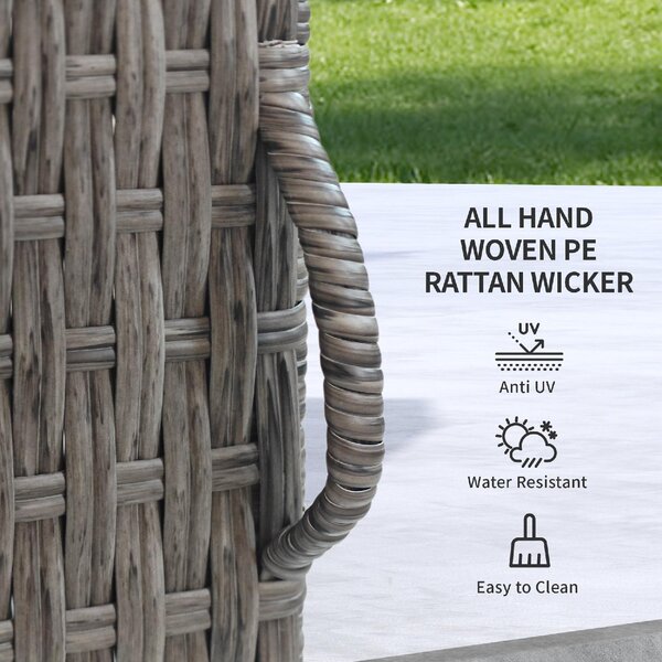 VivaGarden Armadietto da Esterno / Balcone in Rattan PE 1 Anta 1 Ripiano Dimensioni 60x63x120 cm colore Grigio