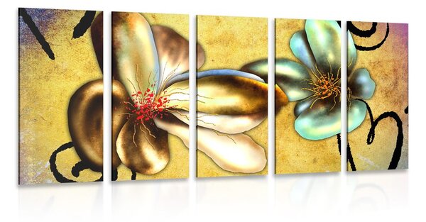 Quadri 5 pezzi – Fiori vintage interessanti