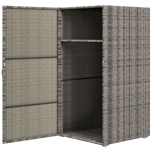 VivaGarden Armadietto da Esterno / Balcone in Rattan PE 1 Anta 1 Ripiano Dimensioni 60x63x120 cm colore Grigio