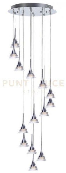 Jewel, lampada a sospensione, cristallo trasparente, cromo, led 67
