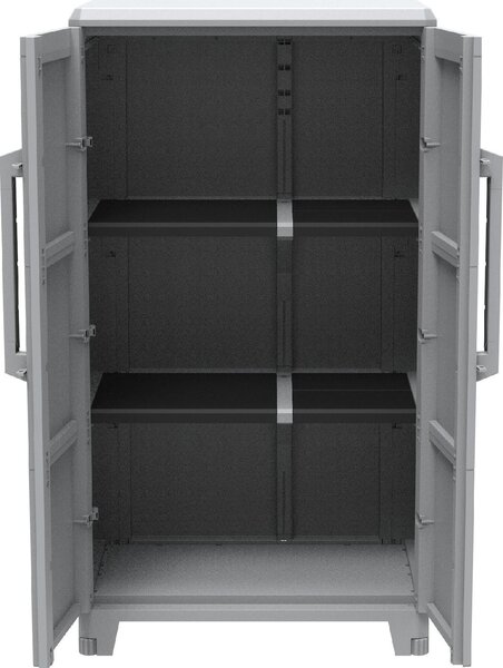 TERRY Armadio da Esterno / Balcone in Resina Antipioggia 2 ante 2 ripiani Dimensioni 78x44x143 cm colore Grigio - Modular 3