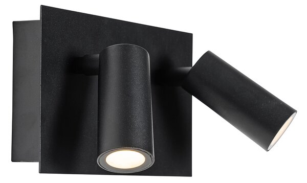 Lampada da parete per esterni nera con LED 2 luci sensore di movimento - Simon