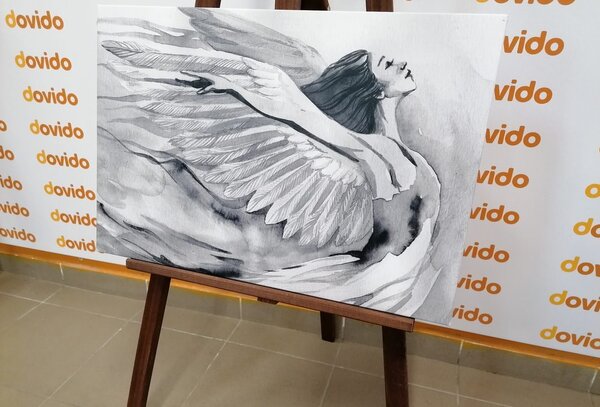 Quadro su tela – Angelo libero in bianco e nero
