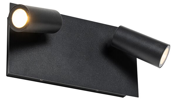 Lampada da parete per esterni moderna nera con LED 2 luci IP54 - Simon
