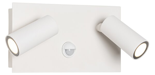 Lampada da parete per esterni bianca con LED 2 luci sensore di movimento - Simon