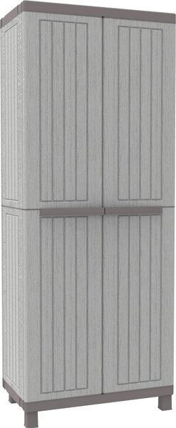 TERRY Armadio da Esterno Portascope in Resina Antipioggia 2 ante 3 ripiani Dimensioni 68x39x170 cm colore Tortora - Wood