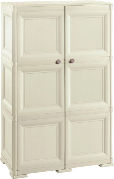 Tontarelli Armadio da Esterno / Balcone in Resina Antipioggia 2 ante 2 ripiani Dimensioni 79x43x125 cm colore Angora - Omnimodus