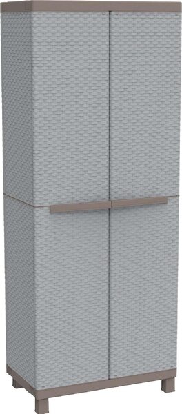 TERRY Armadio da Esterno / Balcone in Resina Antipioggia 2 ante 3 ripiani Dimensioni 68x39x170 cm colore Grigio/Tortora