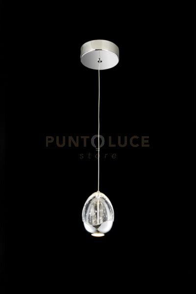 Lampada a sospensione golden egg, cromo, led 4,8w, 280lm, 3000k, di