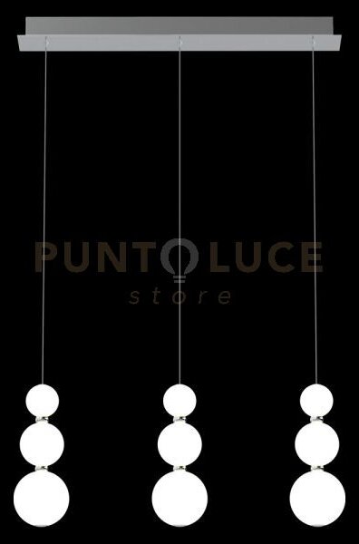 Lampada a sospensione perla, cromata, 9 sfere, led 36 watt, lumen 3