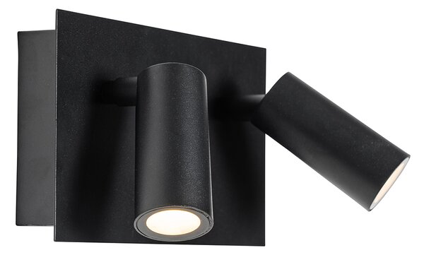Lampada da parete per esterni moderna nera con LED 2 luci IP54 - Simon