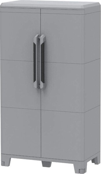 TERRY Armadio da Esterno / Balcone in Resina Antipioggia 2 ante 2 ripiani Dimensioni 78x44x143 cm colore Grigio - Modular 3