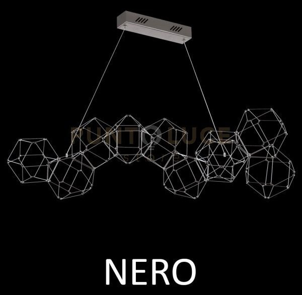 Lucciola 10 lampada a sospensione lineare, cromato nero led 3000k 4