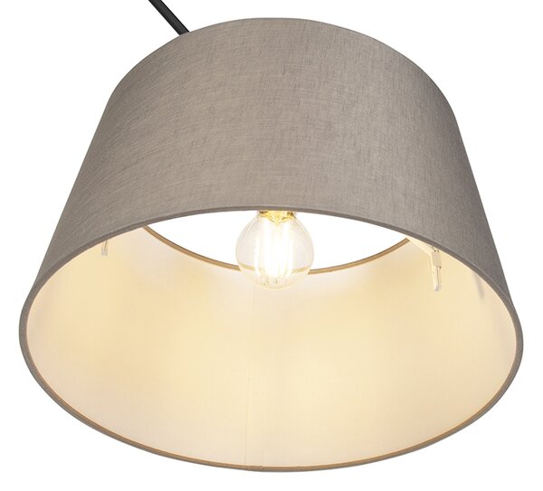 Lampada a sospensione nera con paralume in lino color tortora 35 cm - Blitz