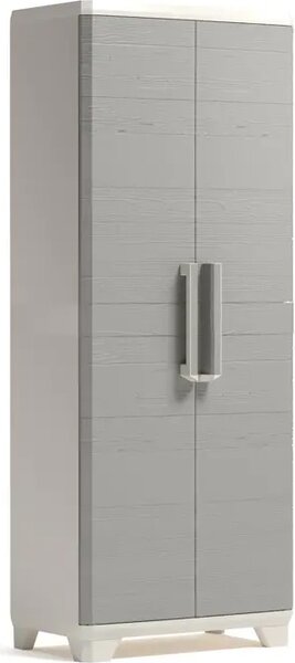 KETER Armadio da Esterno / Balcone in Resina Antipioggia 2 ante 3 ripiani Dimensioni 68x39x173 cm colore Beige - Wood