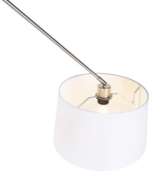Lampada a sospensione in acciaio con paralume in lino bianco 35 cm - Blitz