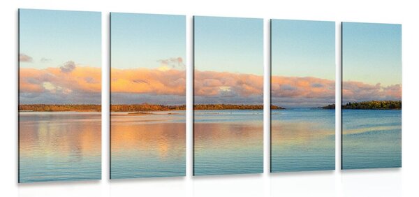 Quadri 5 pezzi – Lago e tramonto