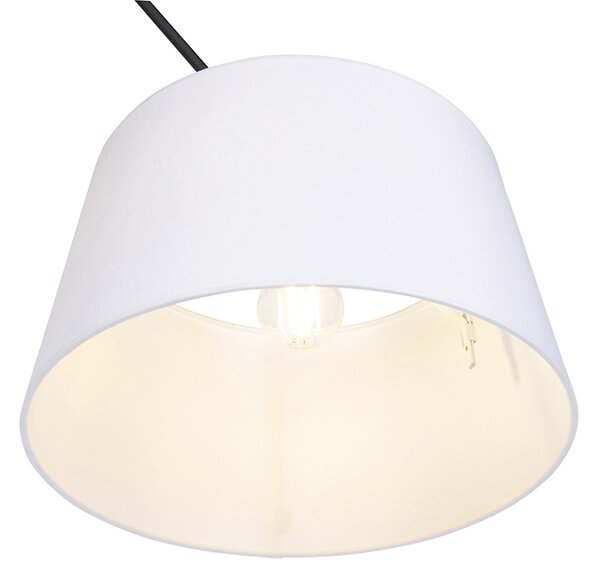 Lampada a sospensione nera con paralume in lino bianco 35 cm - Blitz