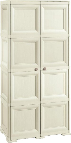 Tontarelli Armadio da Esterno / Balcone in Resina Antipioggia 2 ante 3 ripiani Dimensioni 79x43x164 cm colore Angora - Omnimodus