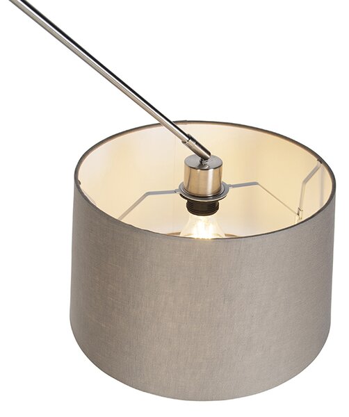 Lampada a sospensione in acciaio con paralume in lino color tortora 35 cm - Blitz