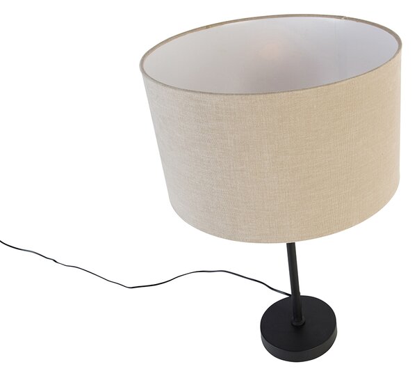 Lampada da tavolo nera regolabile con paralume marrone chiaro 35 cm - Parte