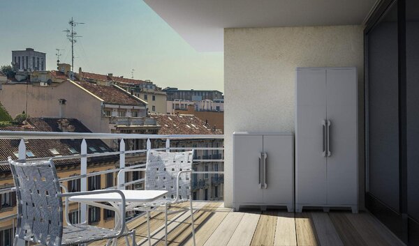 TERRY Armadio da Esterno / Balcone in Resina Antipioggia 2 ante 4 ripiani Dimensioni 78x44x184,4 cm colore Grigio - Modular 3