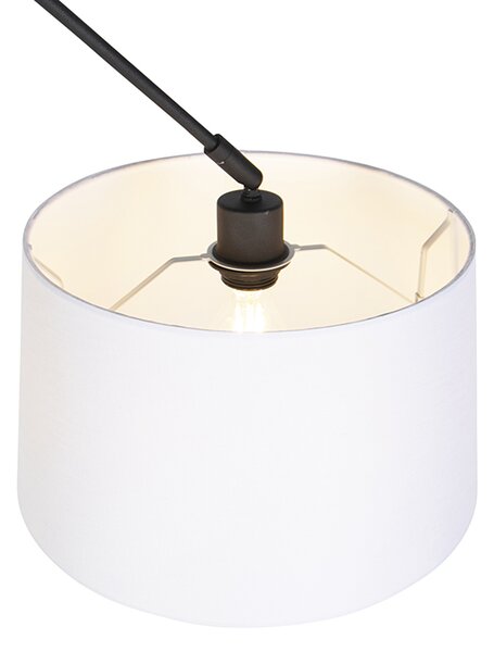 Lampada a sospensione nera con paralume in lino bianco 35 cm - Blitz