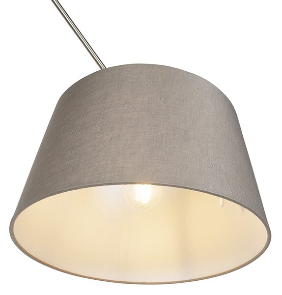 Lampada a sospensione in acciaio con paralume in lino color tortora 35 cm - Blitz