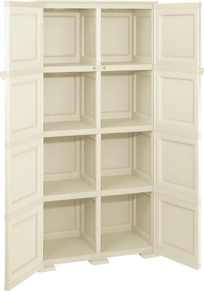 Tontarelli Armadio da Esterno / Balcone in Resina Antipioggia 2 ante 3 ripiani Dimensioni 79x43x164 cm colore Angora - Omnimodus