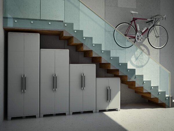 TERRY Armadio da Esterno / Balcone in Resina Antipioggia 2 ante 4 ripiani Dimensioni 78x44x184,4 cm colore Grigio - Modular 3