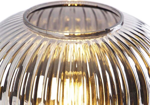 Lampada da tavolo Art Déco nera con vetro fumé - Karel