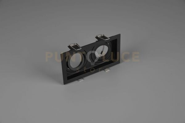 Kenai faretto da incasso doppio rettangolare orientabile nero l. 17