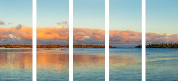 Quadri 5 pezzi – Lago e tramonto
