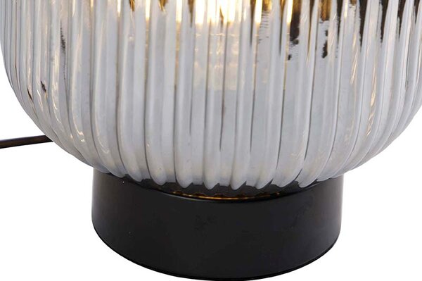 Lampada da tavolo Art Déco nera con vetro fumé - Karel