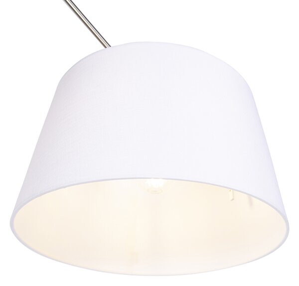 Lampada a sospensione in acciaio con paralume in lino bianco 35 cm - Blitz
