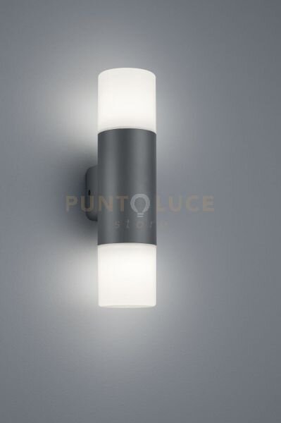Hoosic applique da esterno bi-emissione antracite h. 33cm 2 luci at
