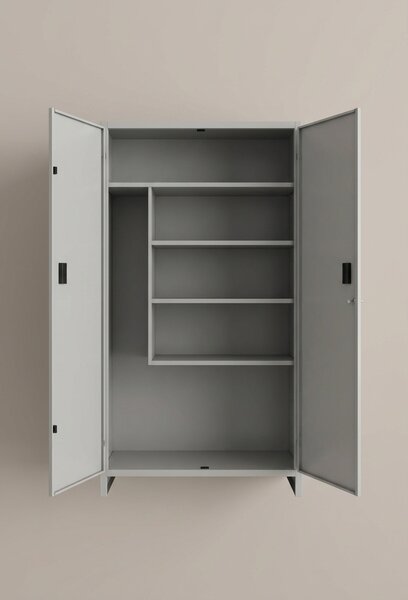 Pratiko Armadio da Esterno Portascope in Metallo 2 ante 4 ripiani Dimensioni 80x40x175 cm colore Grigio