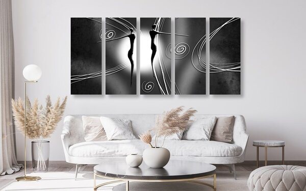 Quadri 5 pezzi – Amore etnico in bianco e nero