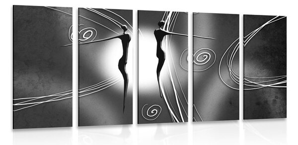 Quadri 5 pezzi – Amore etnico in bianco e nero