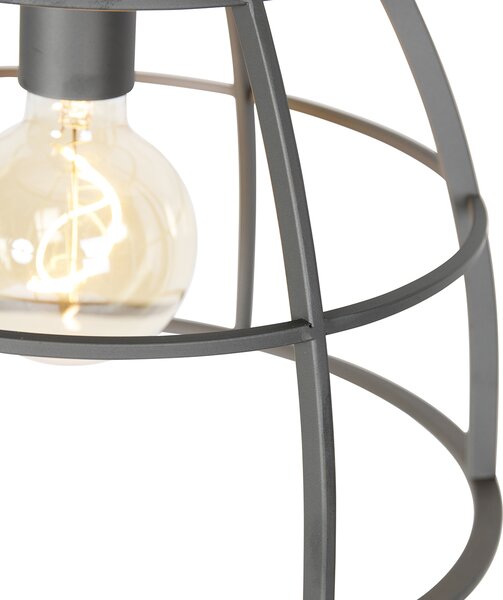 Lampada a sospensione industriale grigio scuro con legno 34 cm - Arthur
