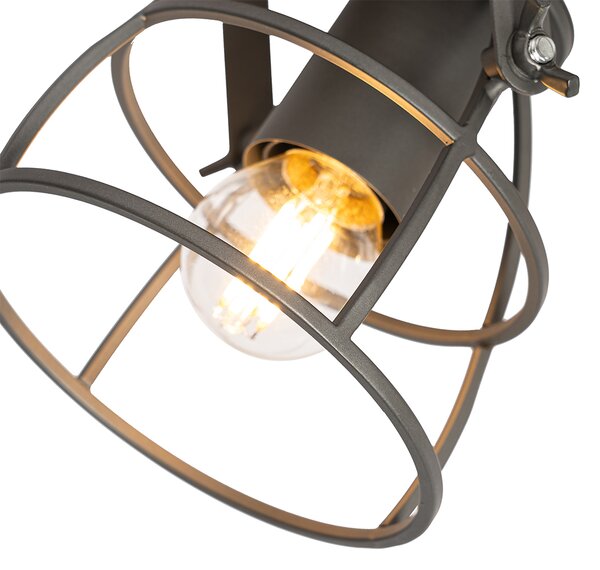 Faretto industriale grigio scuro con legno regolabile 2 luci - Arthur