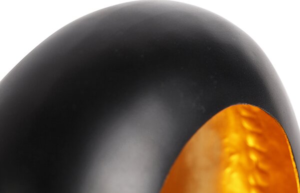 Lampada da tavolo di design nera con interno dorato 36 cm - Cova