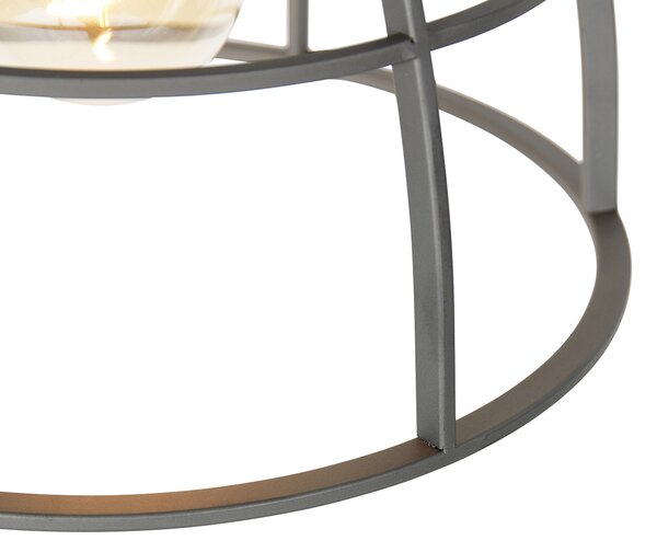 Lampada a sospensione industriale grigio scuro con legno 34 cm - Arthur