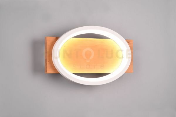 Applique a parete barca led metallo bianco e legno naturale 241110131