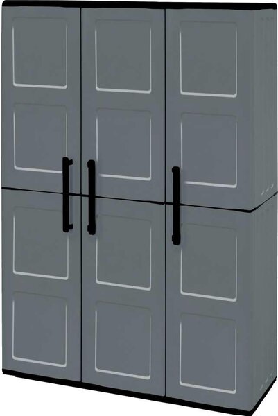 ArtPlast Armadio da Esterno Portascope in Plastica Antipioggia 3 ante 3 ripiani Dimensioni 102x37x163 cm colore Grigio