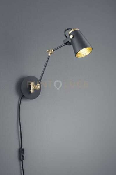 Edward applique diffusore orientabile metallo nero opaco e interno 