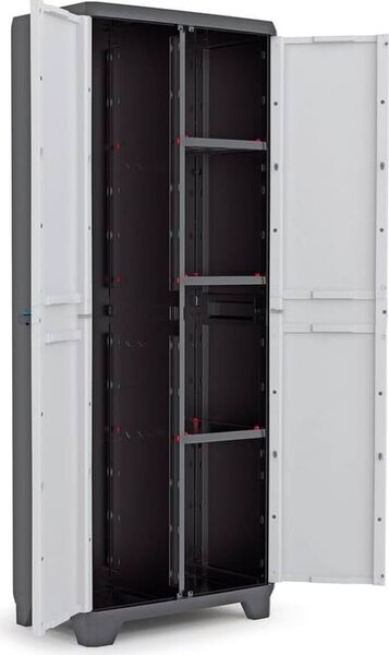 KIS Armadio da Esterno Portascope in Plastica Antipioggia 2 ante 3 ripiani Dimensioni 39x68x173 cm colore Nero/Bianco - Linear