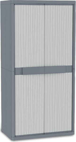 TERRY Armadio da Esterno Portascope in Plastica Antipioggia 2 ante 4 ripiani Dimensioni 897x537x1800 mm colore Grigio - Wave Jumbo